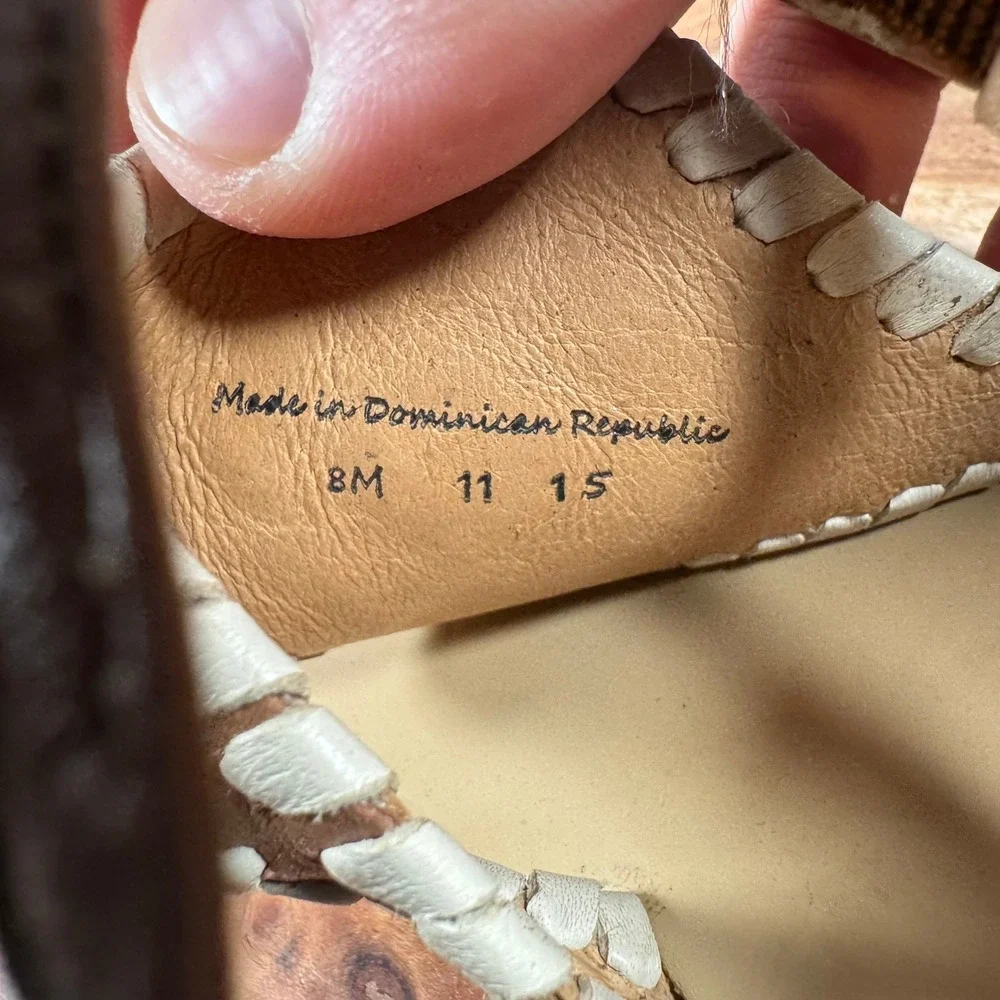 Jack Rogers Womens Brown Leather Whipstitch Medallion Ankle Strap Sandals 8M